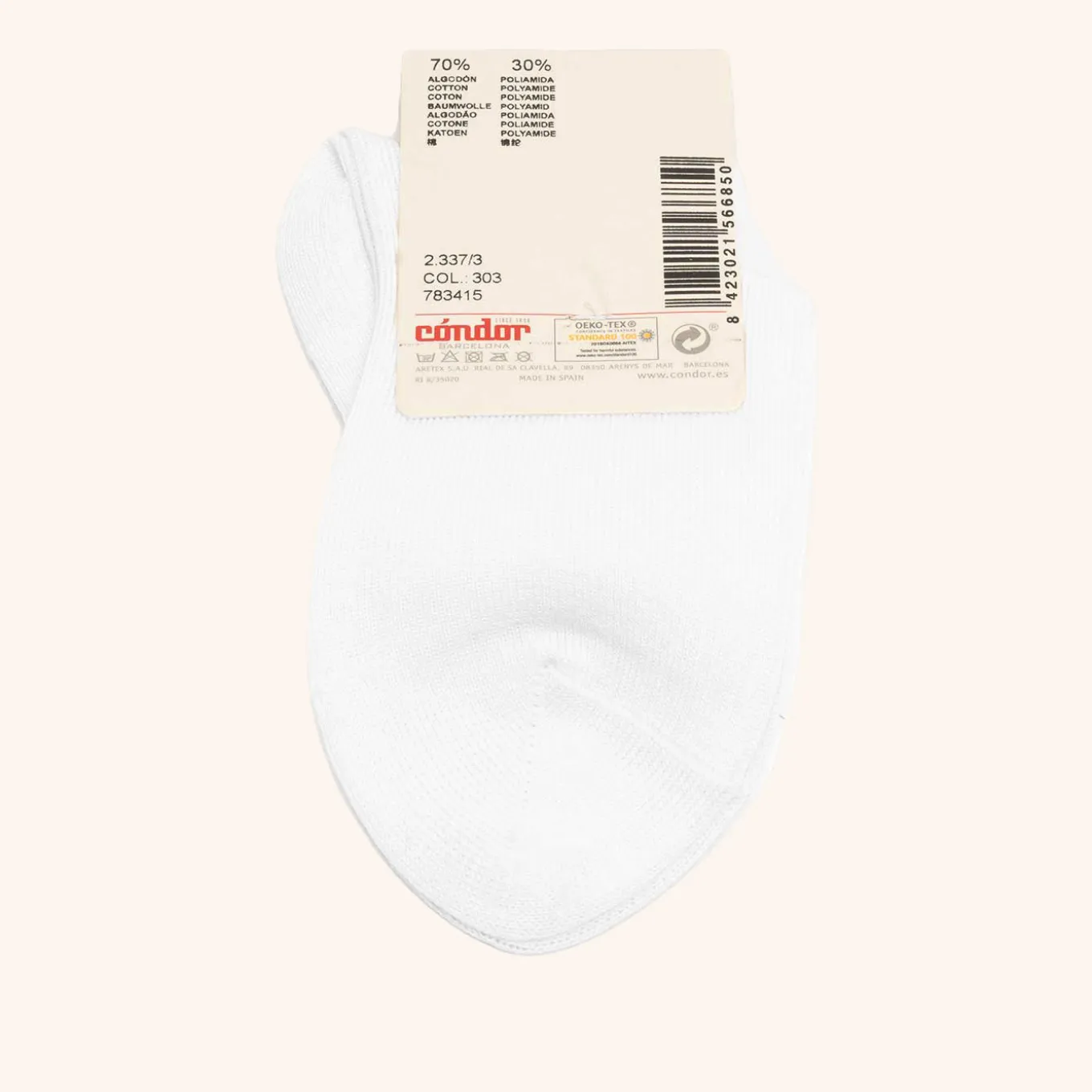 x Cóndor cotton ankle sock with openwork blanco