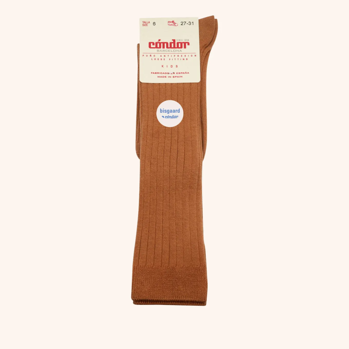x Cóndor cotton rib knee high socks canela