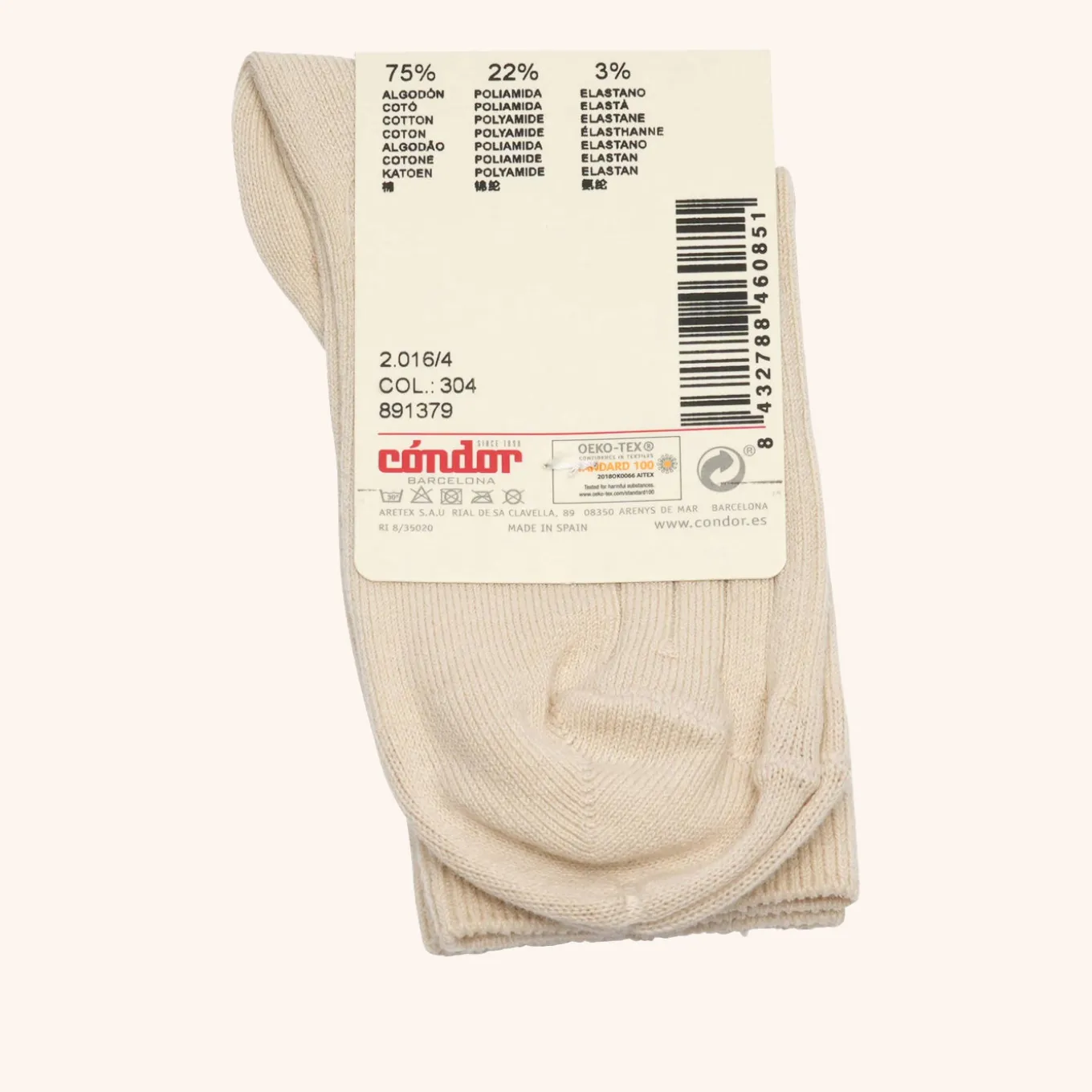 x Cóndor cotton rib short socks lino