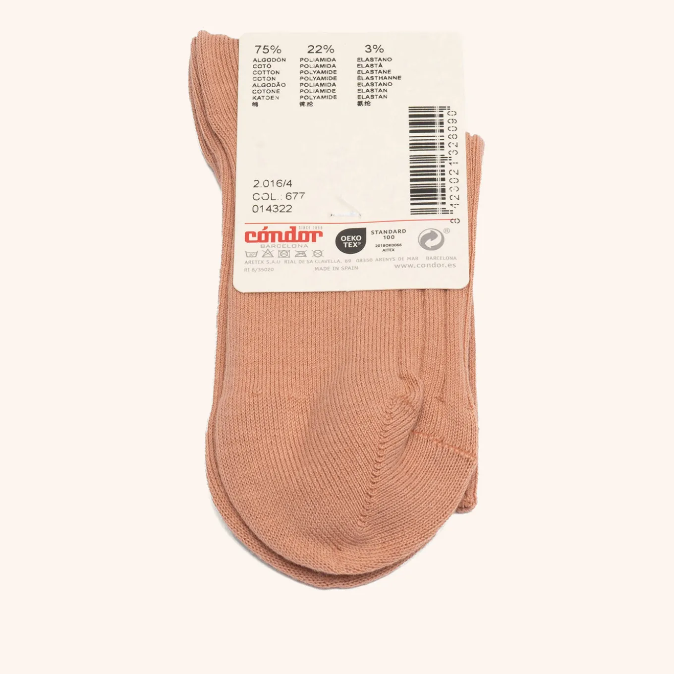 x Cóndor cotton rib short socks nougat