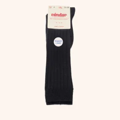 x Cóndor merino wool rib knee high socks azul oscuro